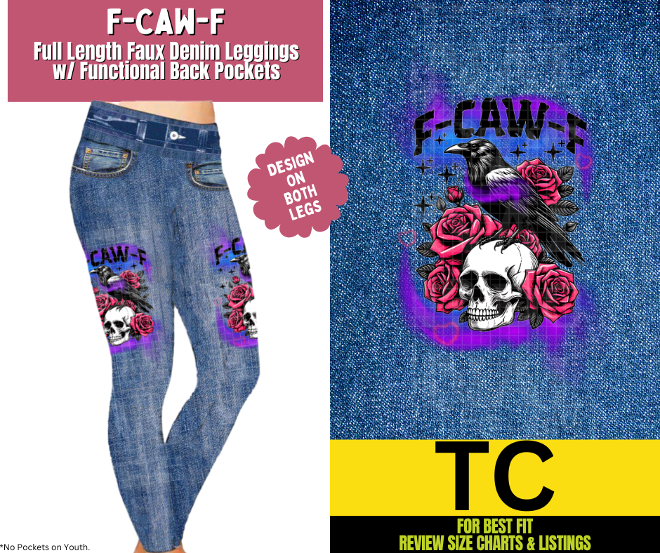 F-Caw-F Full Length Faux Denim w/ Side Leg Designs