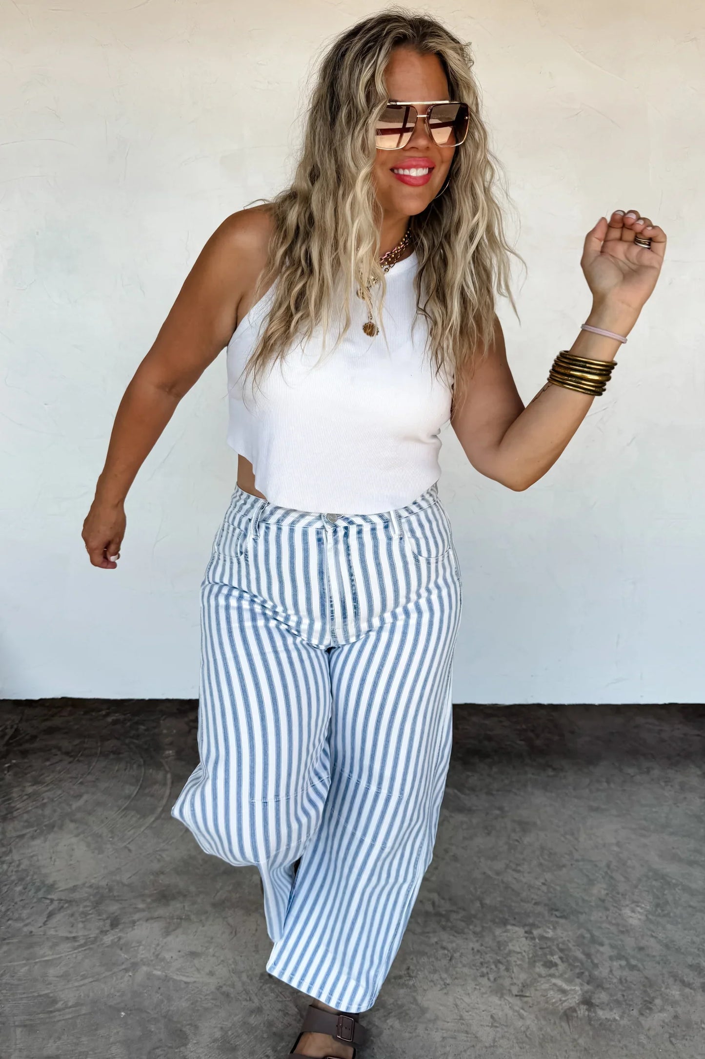 PREORDER: Beachy Stripe Barrell Jean