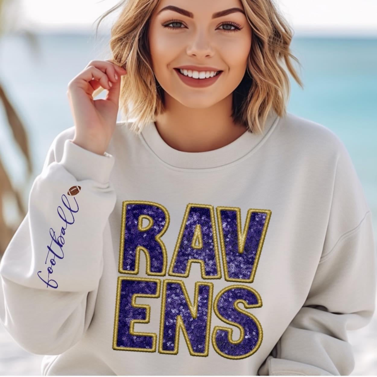 NFL Football Teams With Sleeve Faux Embroidery Glitter