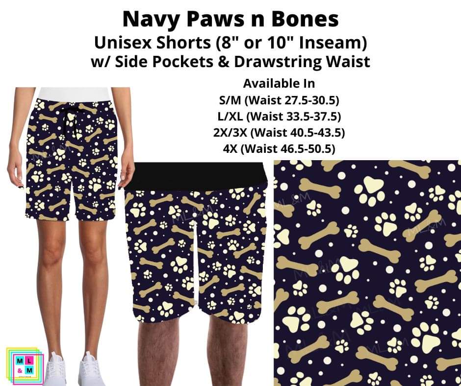 Navy Paws n Bones Unisex Shorts
