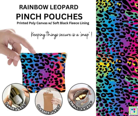 Rainbow Leopard Pinch Pouches in 3 Sizes