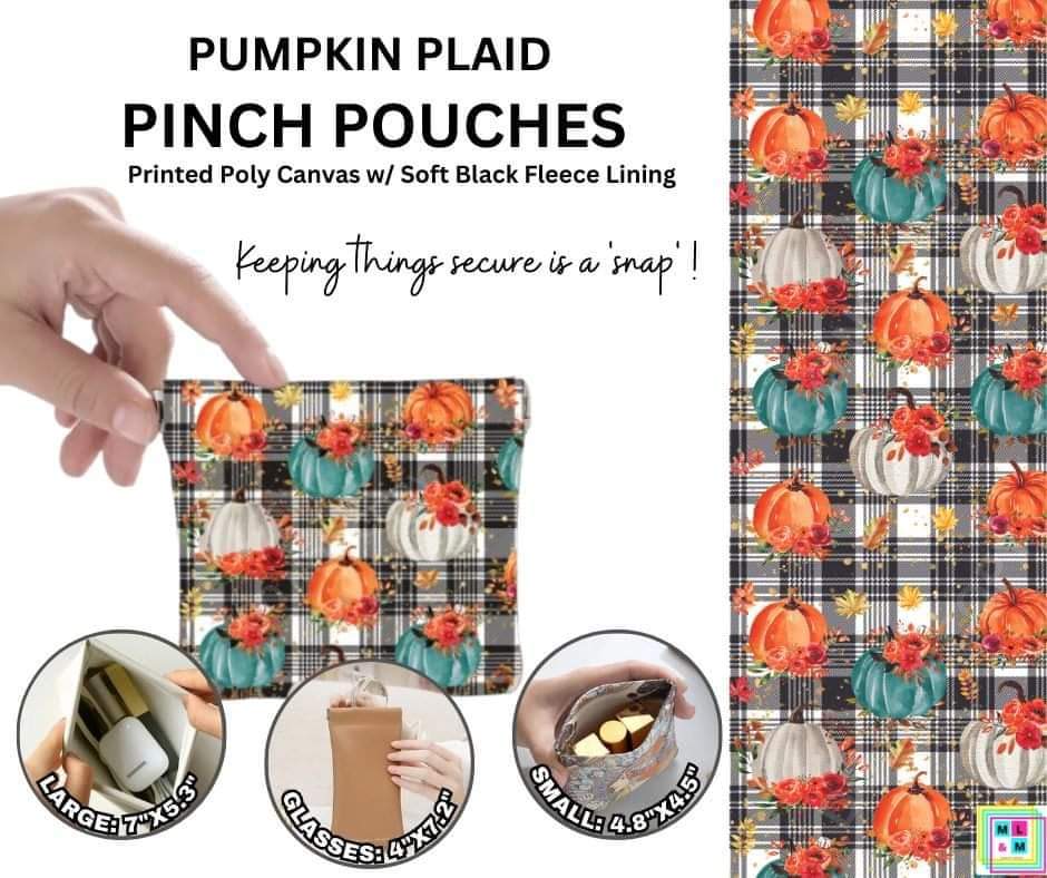 Pumpkin Plaid Pinch Pouches in 3 Sizes