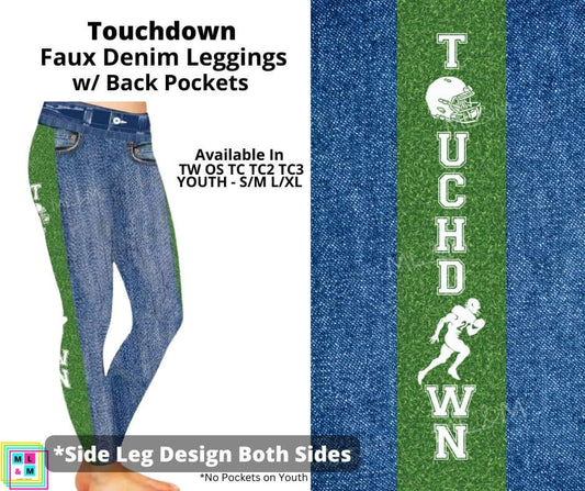 Touchdown Full Length Faux Denim w/ Side Leg Designs
