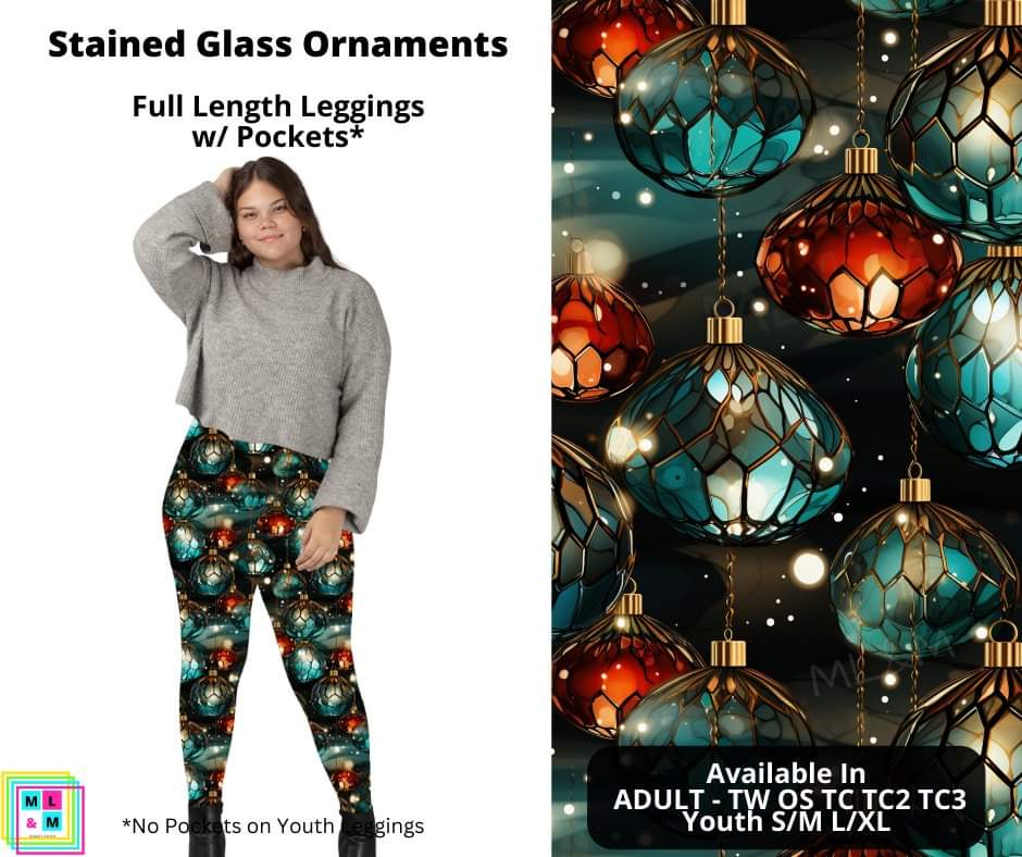 Stained Glass Ornaments Full Length Leggings w/ Pockets