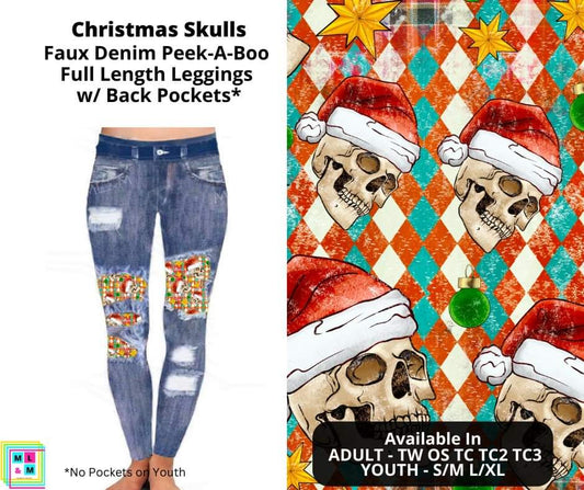 Christmas Skulls Faux Denim Full Length