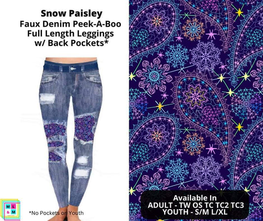 Snow Paisley Faux Denim Full Length