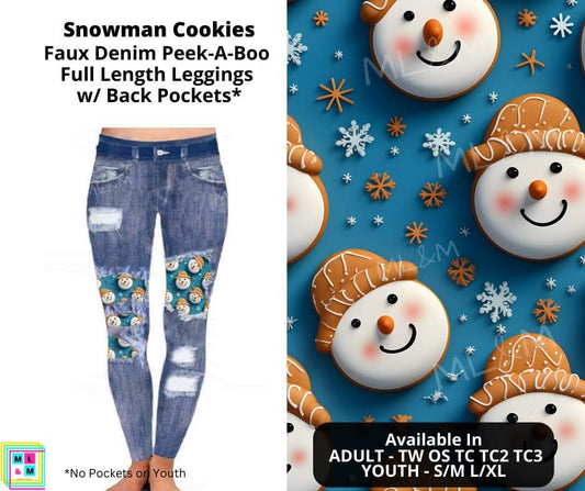 Snowman Cookies Faux Denim Full Length