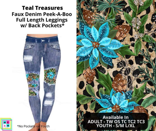 Teal Treasures Faux Denim Full Length