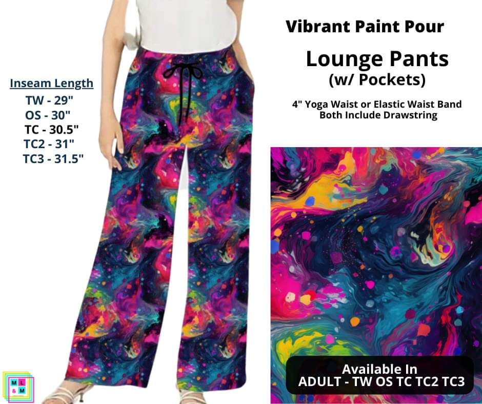 Vibrant Paint Pour Full Length Lounge Pants