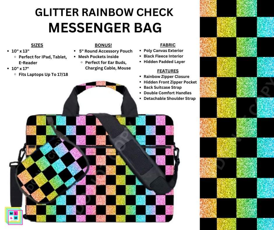 Glitter Rainbow Check Messenger Bag