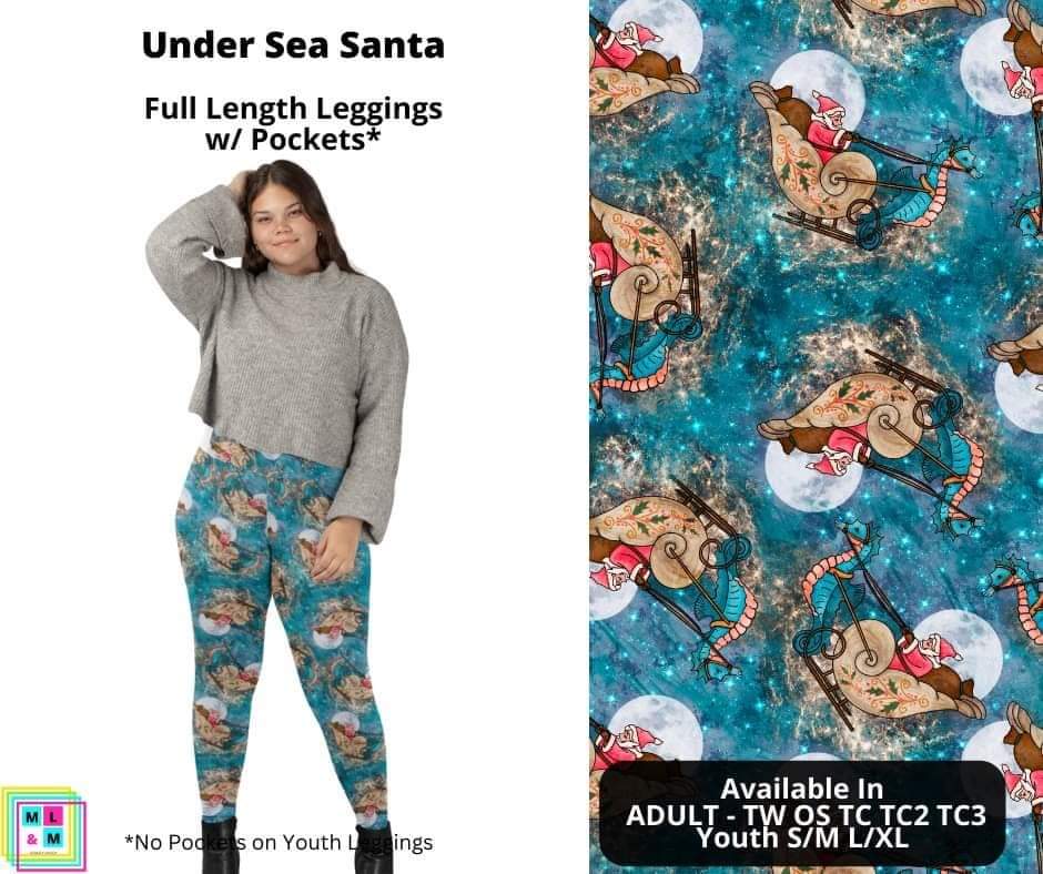 Under Sea Santa Full Length Leggings w/ Pockets