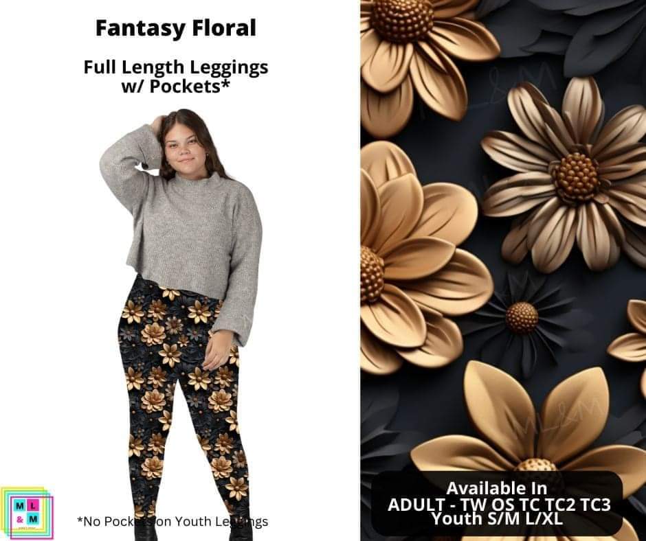 Fantasy Floral Full Length Leggings w/ Pockets