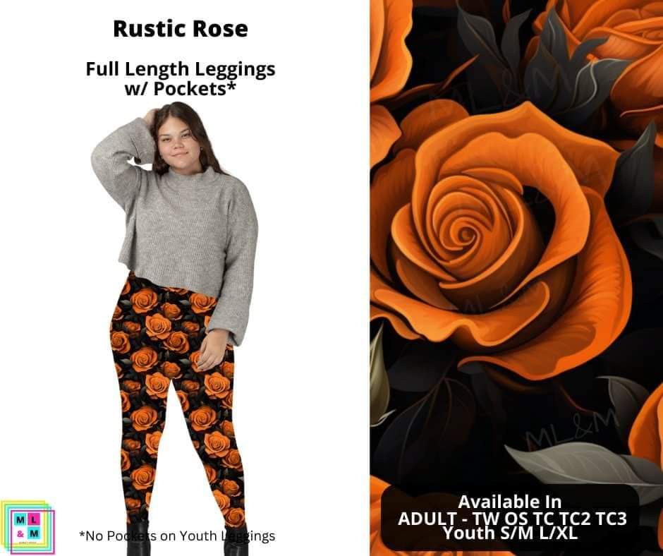 Rustic Rose Full Length Leggings w/ Pockets