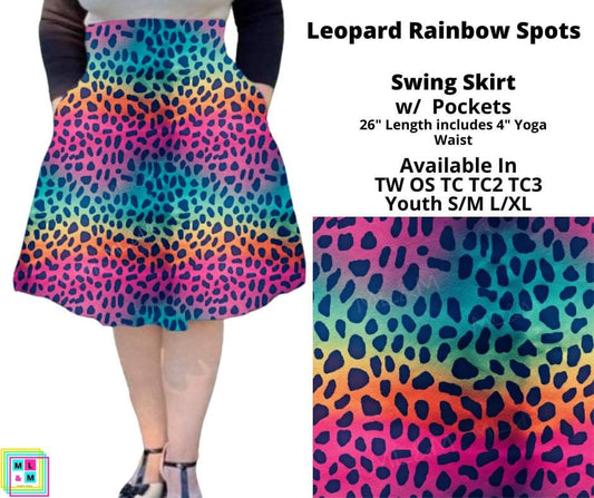 Leopard Rainbow Spots Swing Skirt