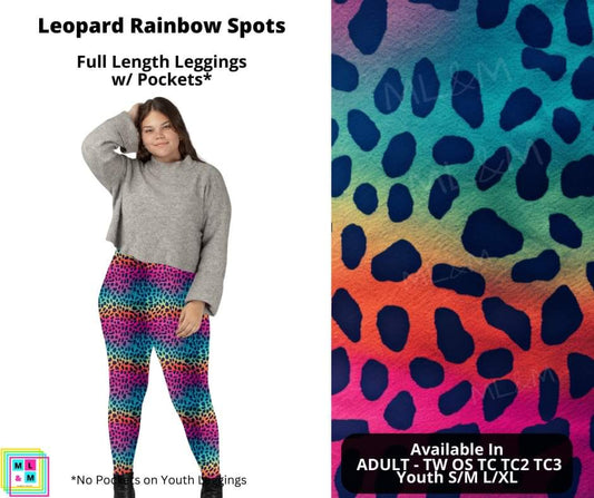 Leopard Rainbow Spots Full Length Leggings w/ Pockets