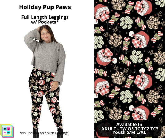 Holiday Pup Paws Full Length Leggings w/ Pockets