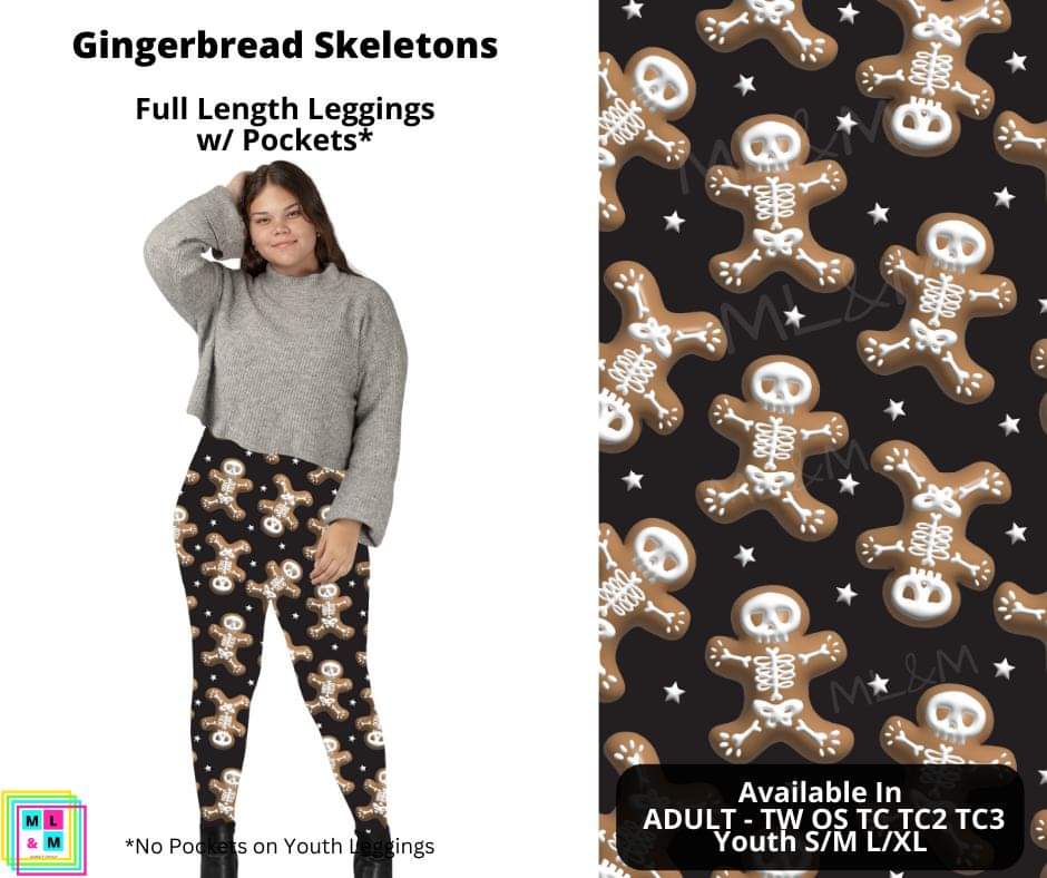 Gingerbread Skeletons Full Length Leggings w/ Pockets