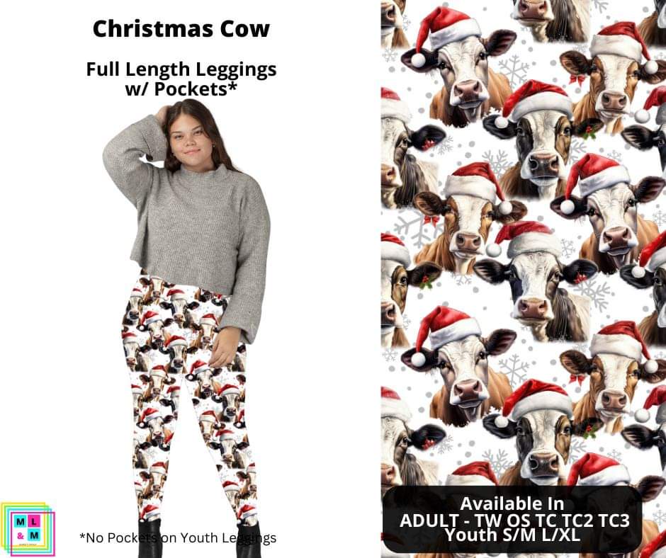 Christmas Cow Full Length Leggings w/ Pockets