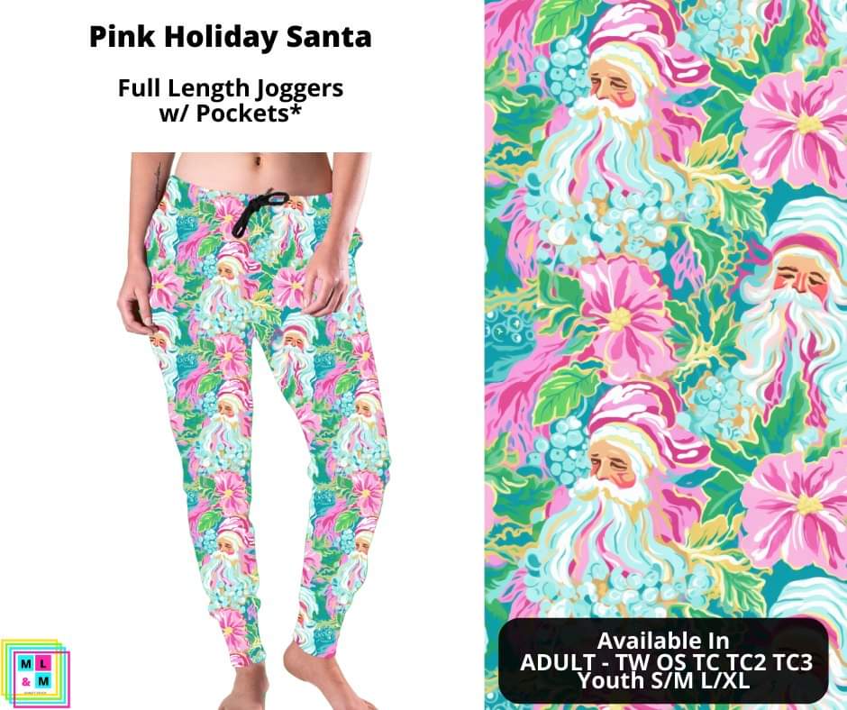 Pink Holiday Santa Joggers