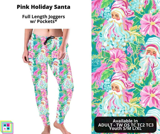 Pink Holiday Santa Joggers