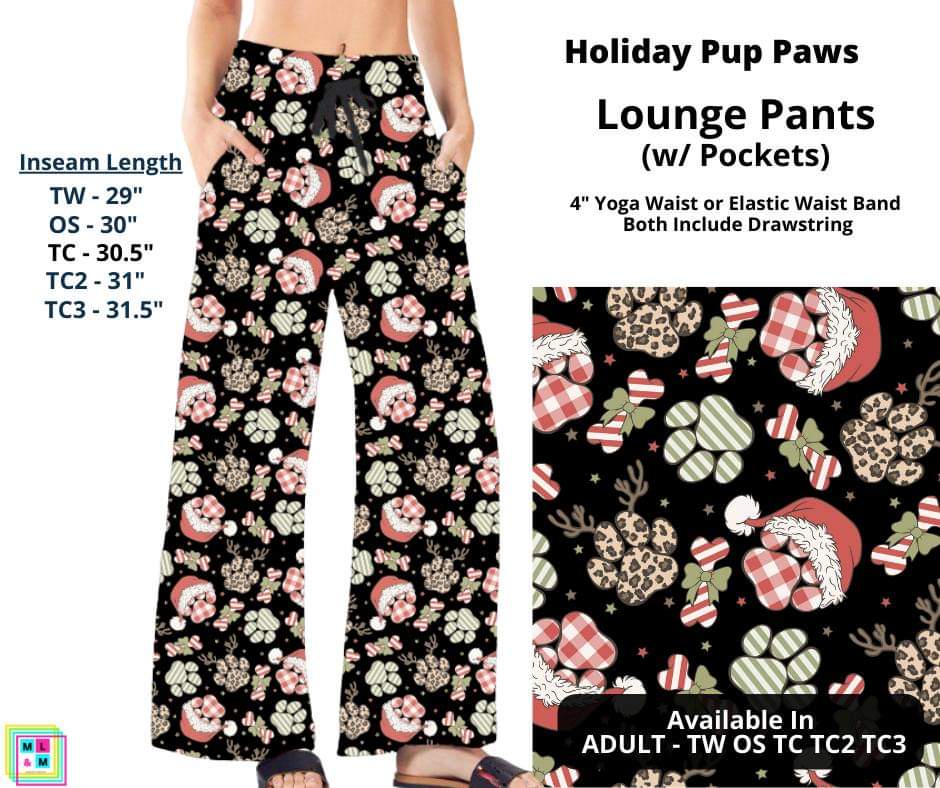 Holiday Pup Paws Full Length Lounge Pants