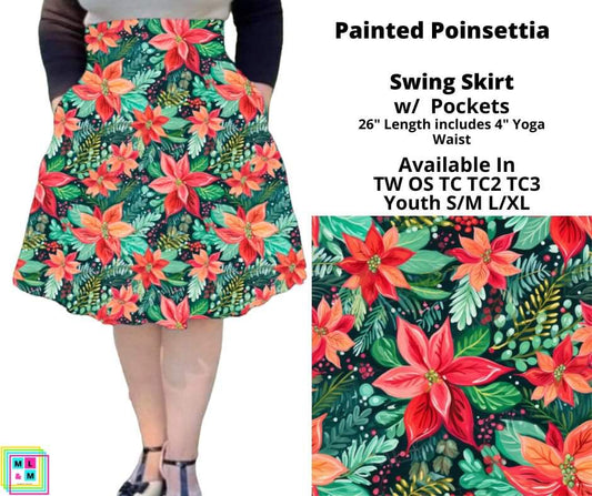 Painted Poinsettia Swing Skirt