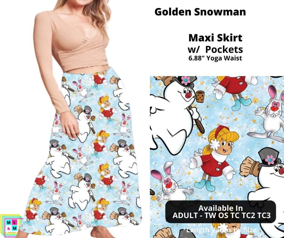 Golden Snowman Maxi Skirt