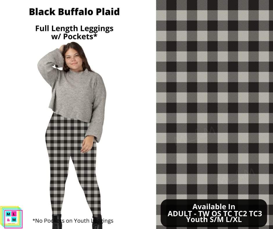 Black Buffalo Plaid Full Length Leggings w/ Pockets