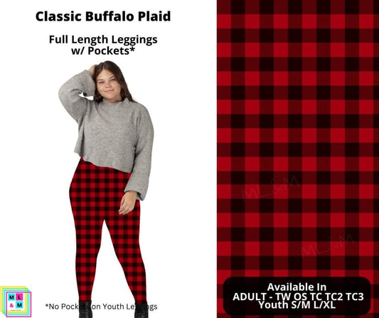 Classic Buffalo Plaid Full Length Leggings w/ Pockets