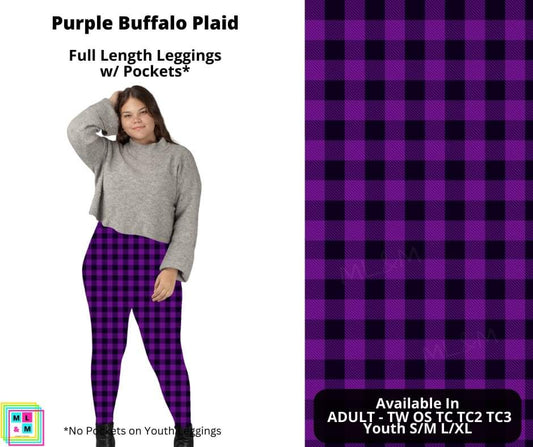 Purple Buffalo Plaid Full Length Leggings w/ Pockets