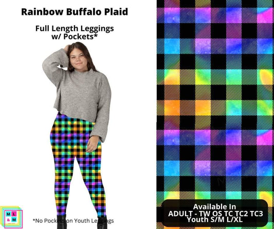 Rainbow Buffalo Plaid Full Length Leggings w/ Pockets