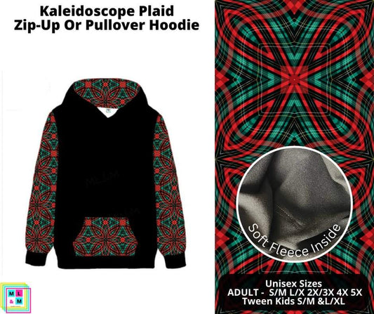 Kaleidoscope Plaid Zip-Up or Pullover Hoodie