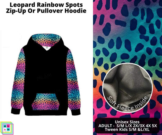 Leopard Rainbow Spots Zip-Up or Pullover Hoodie