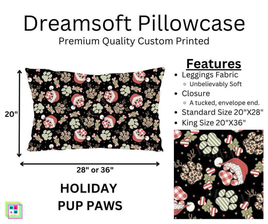 Holiday Pup Paws Dreamsoft Pillowcase
