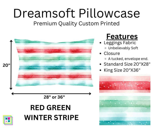 Red Green Winter Stripe Dreamsoft Pillowcase