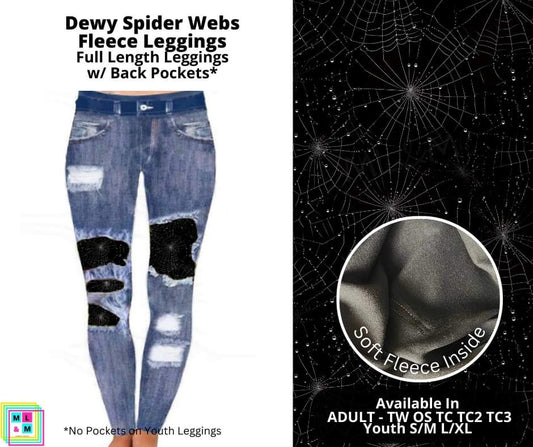 Dewy Spider Webs Faux Denim Full Length Peekaboo Leggings