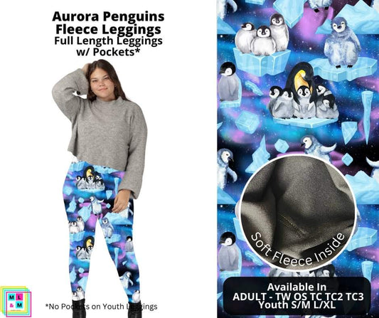 Aurora Penguins Fleece Leggings