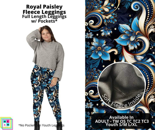 Royal Paisley Fleece Leggings