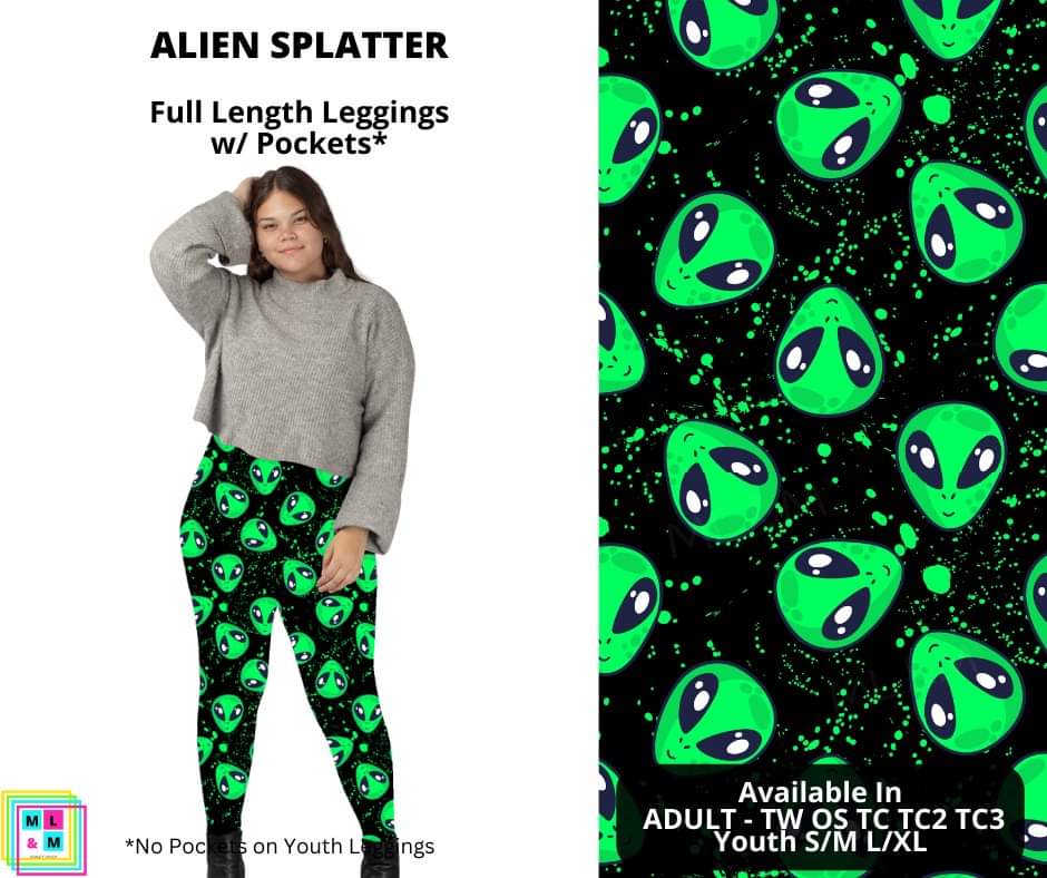 Alien Splatter Full Length Leggings w/ Pockets