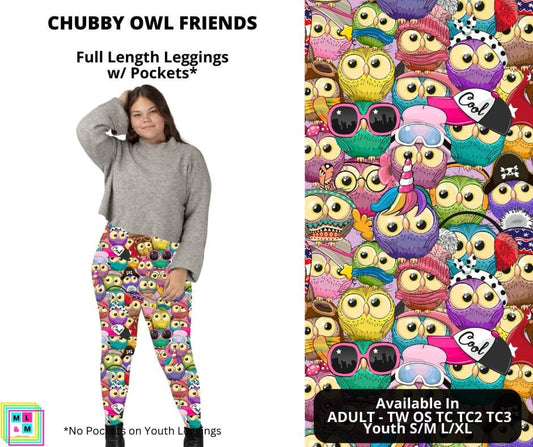 Chubby Owl Friends Full Length Leggings w/ Pockets