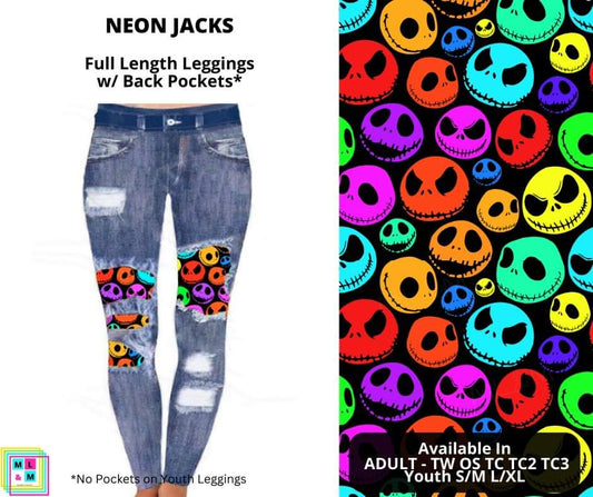 Neon Jacks Faux Denim Full Length Peekaboo Leggings