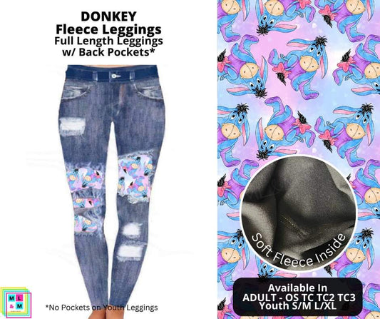 Donkey Faux Denim Fleece Peekaboo Leggings