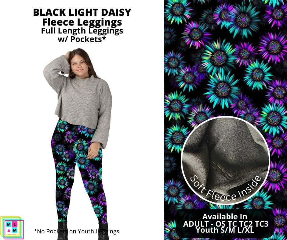 Black Light Daisy Fleece Leggings