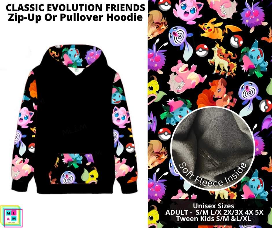 Classic Evolution Friends Zip-Up or Pullover Hoodie