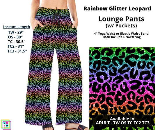 Rainbow Glitter Leopard Full Length Lounge Pants