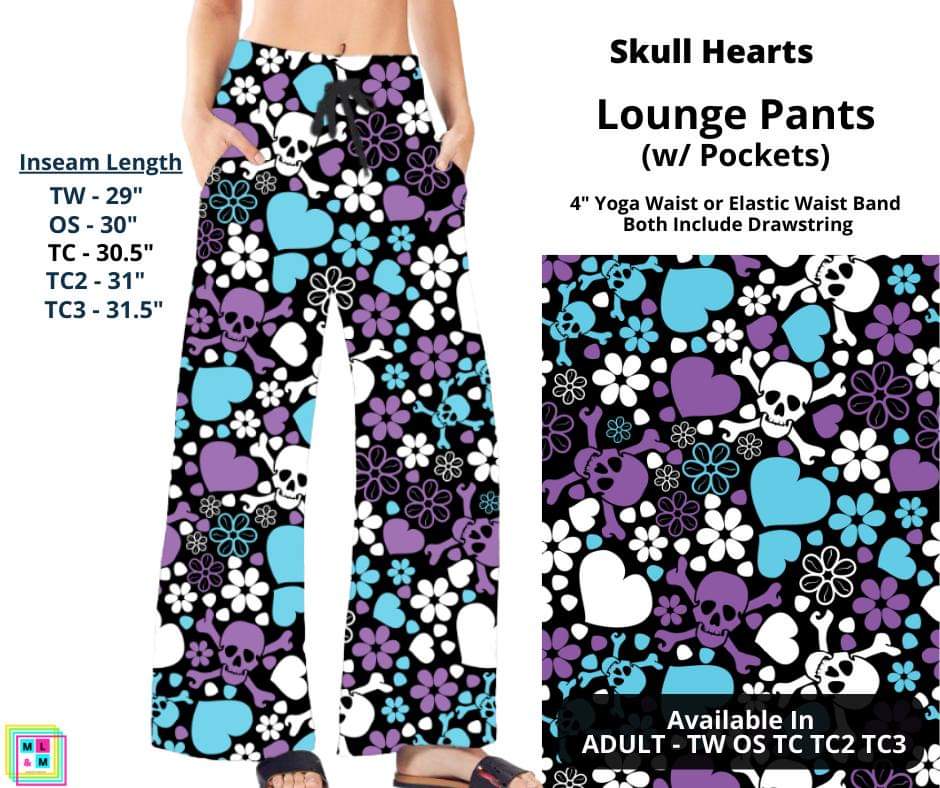 Skull Hearts Full Length Lounge Pants