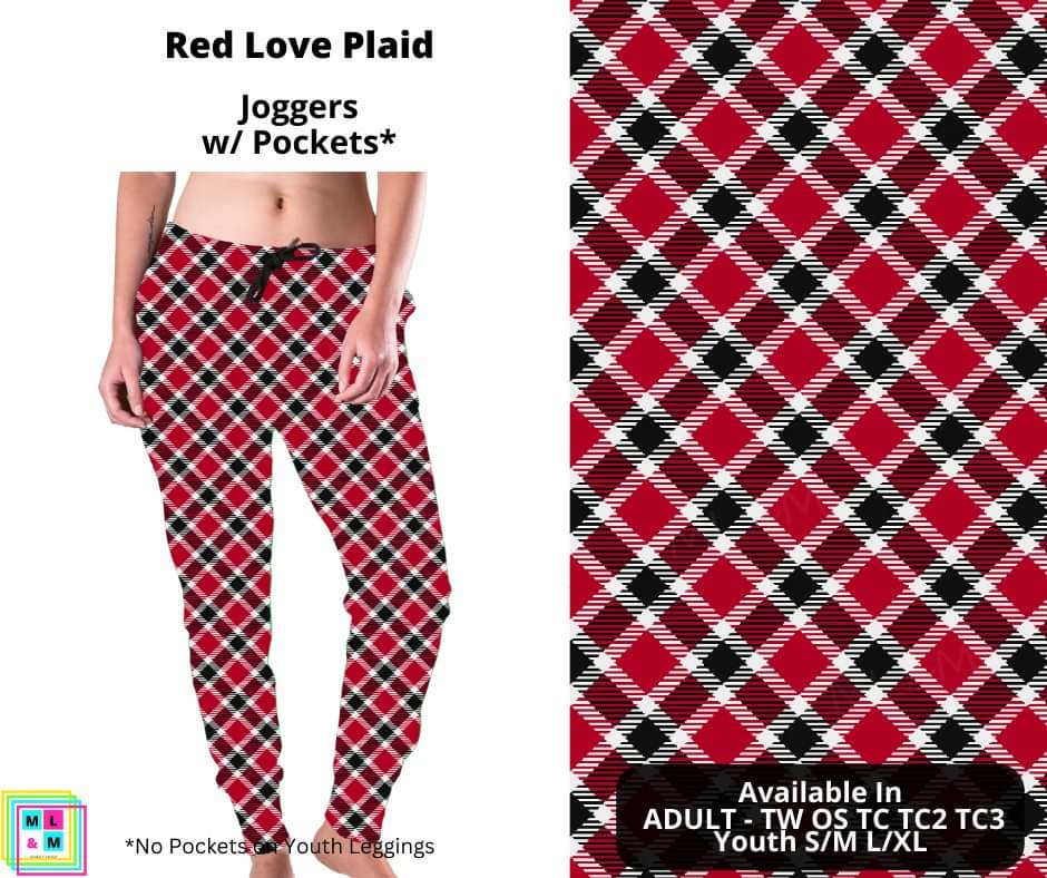 Red Love Plaid Joggers