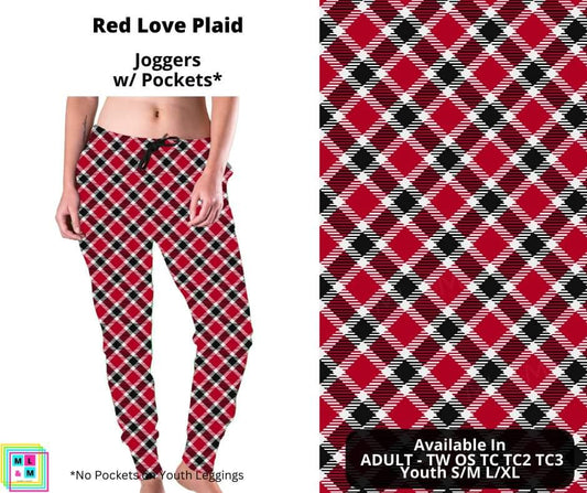 Red Love Plaid Joggers