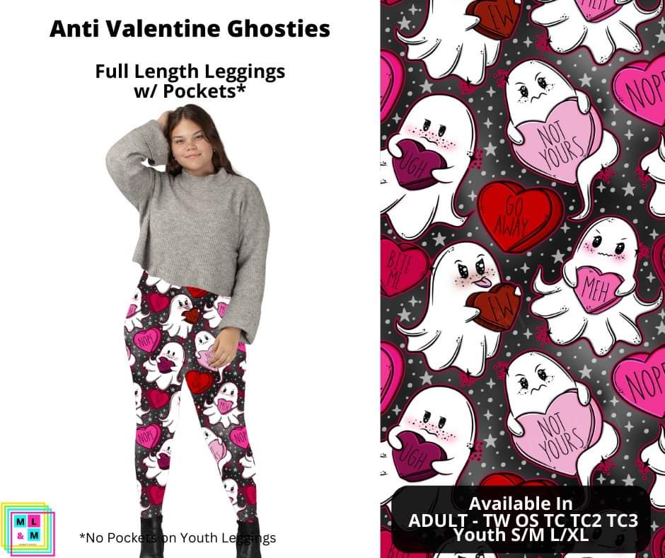 Anti Valentine Ghosties Full Length Leggings w/ Pockets