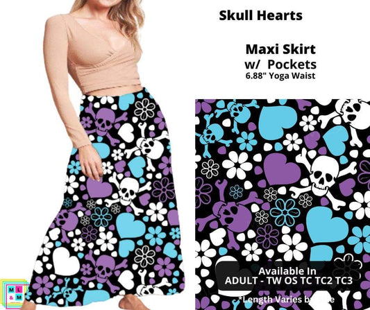 Skull Hearts Maxi Skirt